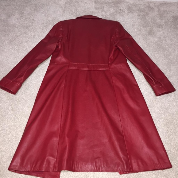 DANIER red Womens Leather Jacket (Long) - Picture 3 of 6